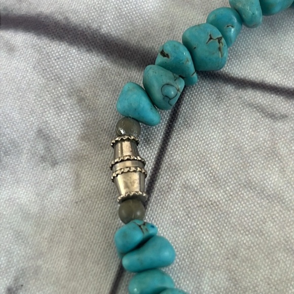Faux turquoise stone vintage necklace barrel clasp closure 18” - Picture 5 of 10